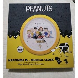 Peanuts 75th Anniversary "Happiness is Sound" Musical Clock Mark Feldstein 13"